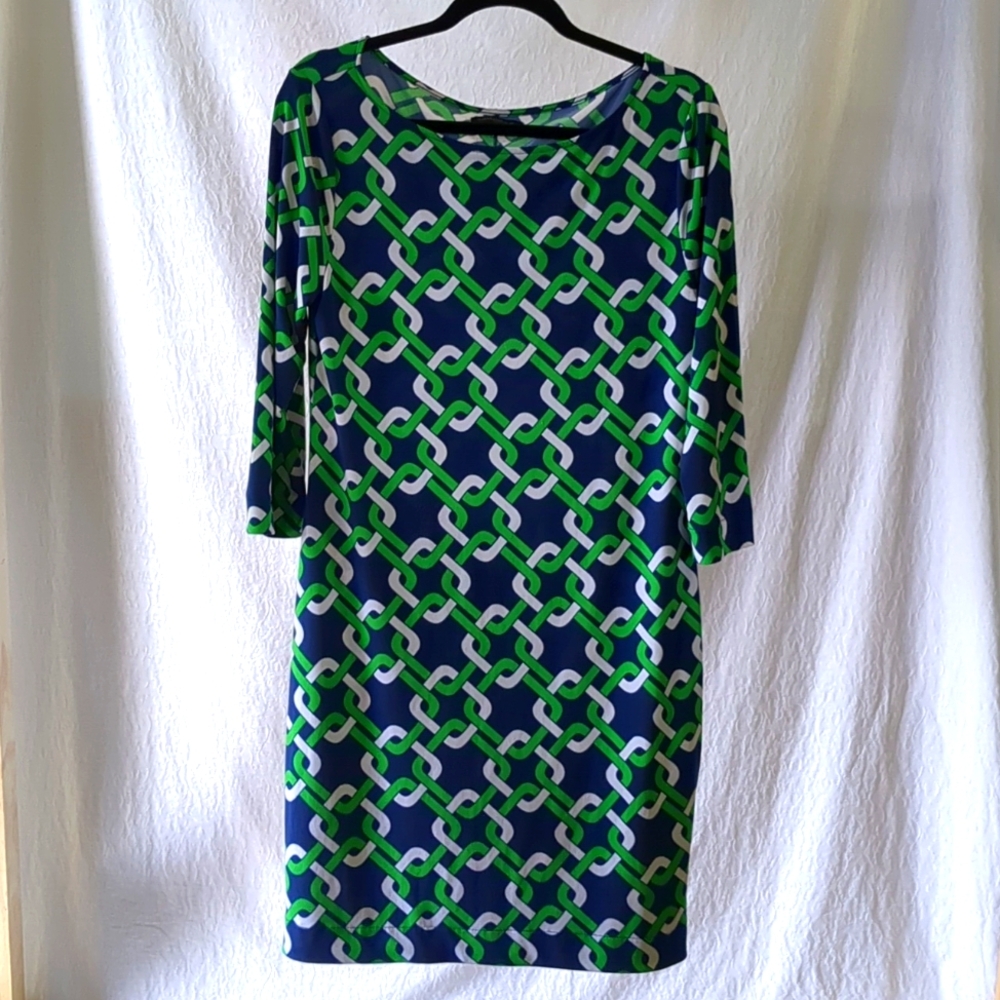 Banana Republic Navy Geometric Dress Size M